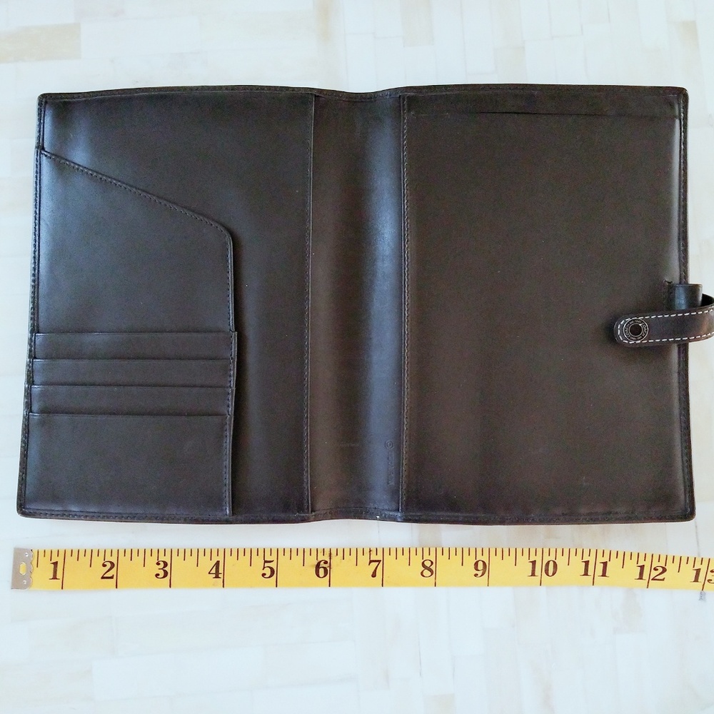 Coach Black Leather Journal With Card Slots.